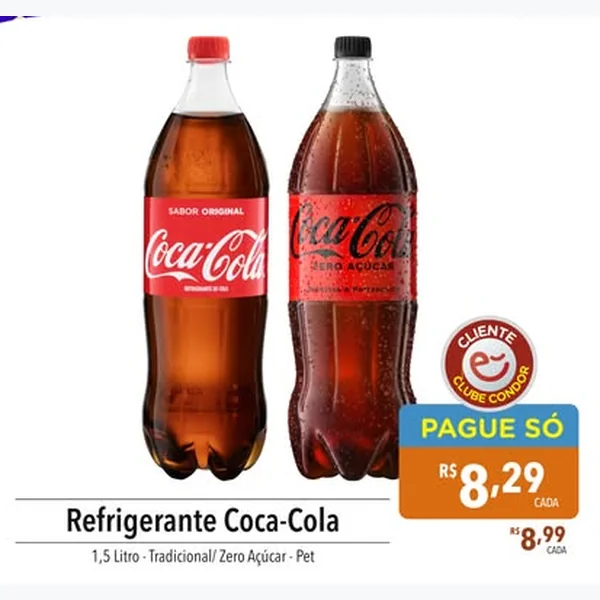Refrigerante Zero Açúcar Coca-Cola 1,5 L