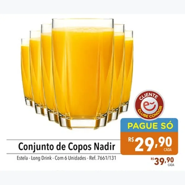 Conjunto de Copos Estela Long Drink Nadir 6 un