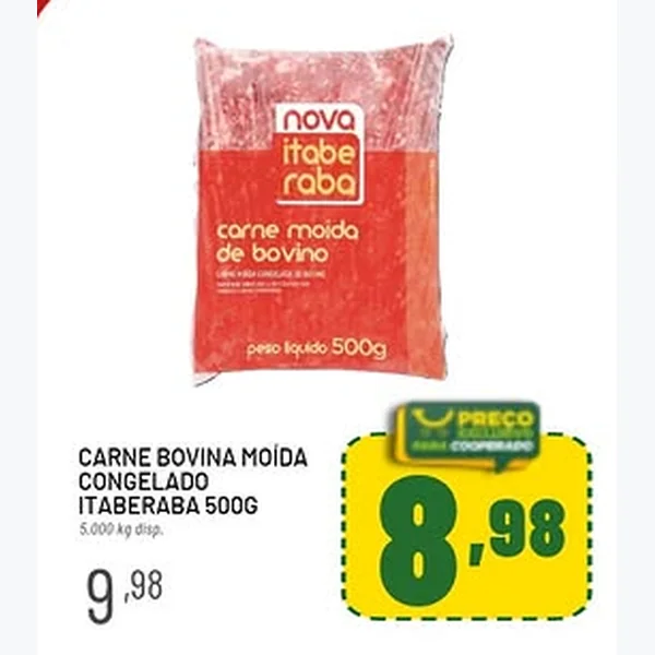 Recorte do encarte de Carne Bovina Moída Congelada Itaberaba 500 g