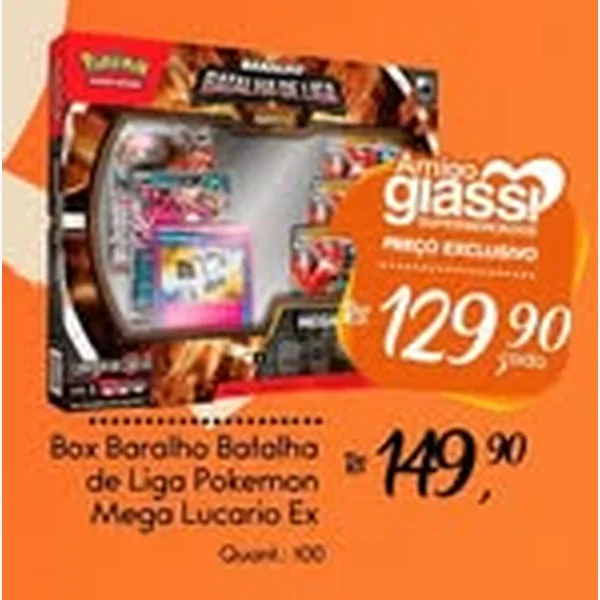 Recorte do encarte de Box Baralho Batalha de Liga Pokemon Mega Lucario Ex
