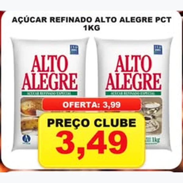 Recorte do encarte de Açúcar Refinado Alto Alegre 1 kg