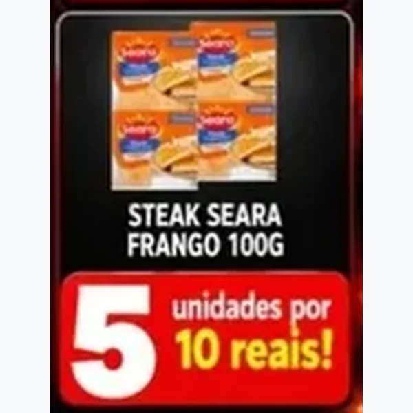 Recorte do encarte de Steak Frango Seara 100 g