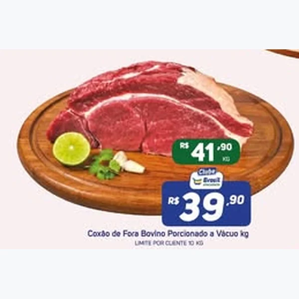 Coxão de Fora Bovino Porcionado a Vácuo