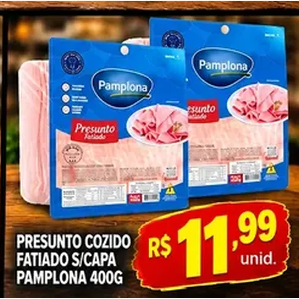 Presunto Cozido Fatiado S/capa Pamplona 400 g
