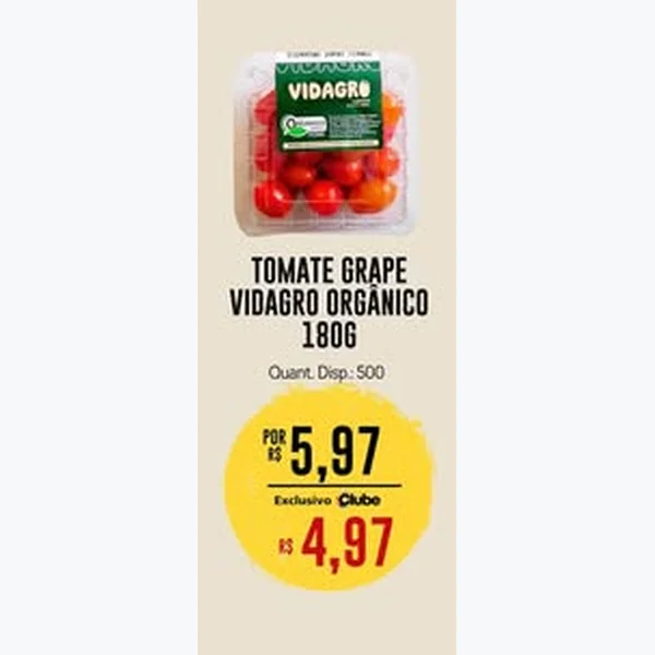 Recorte do encarte de Tomate Grape Orgânico Vidagro 180 g