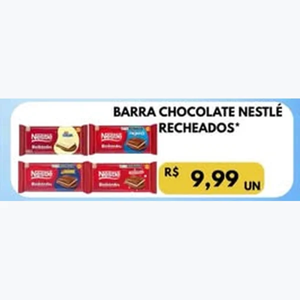 Recorte do encarte de Barra de Chocolate Recheados Nestlé