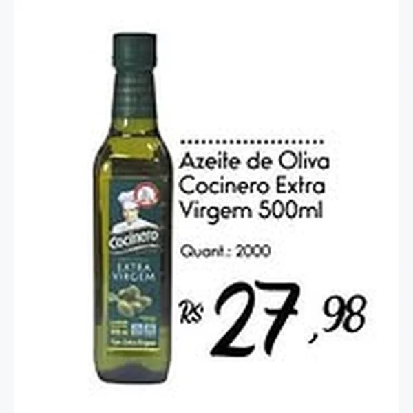 Recorte do encarte de Azeite de Oliva Extra Virgem Cocinero 500 ml