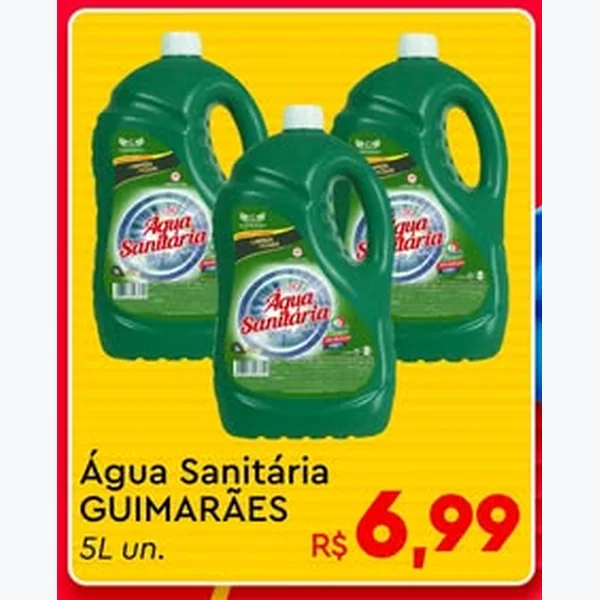 Recorte do encarte de Água Sanitária Guimarães 5 L