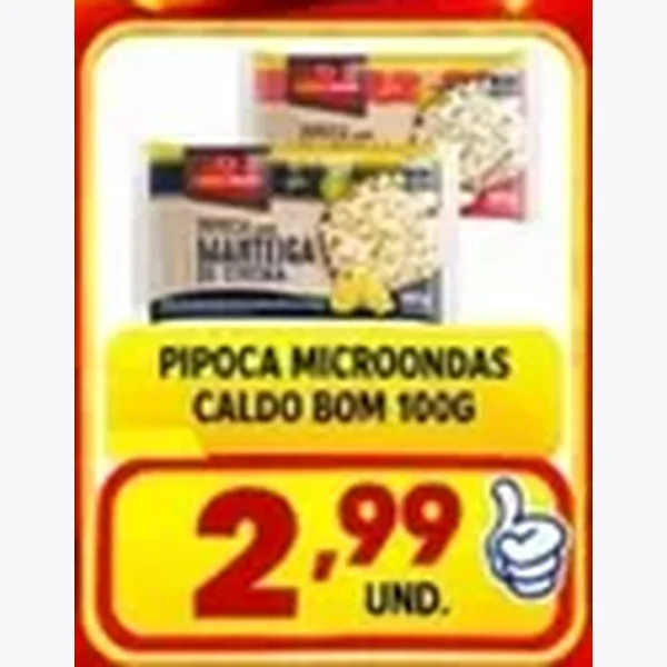 Recorte do encarte de Pipoca de Micro-ondas Caldo Bom 100 g
