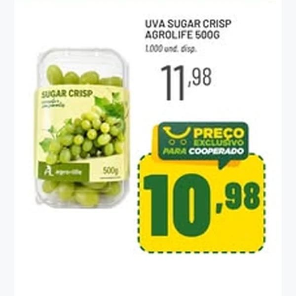 Recorte do encarte de Uva Sugar Crisp Agrolife 500 g