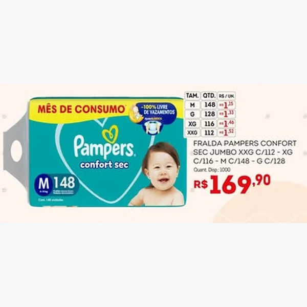 Recorte do encarte de Fralda Confort Sec Jumbo Pampers