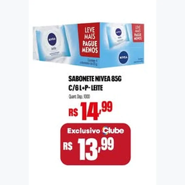Recorte do encarte de Sabonete Nivea 6 un × 85 g