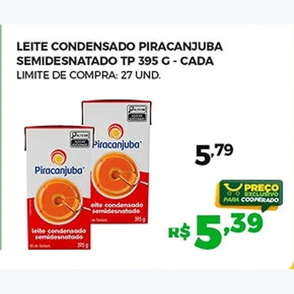 Leite Condensado Semidesnatado Piracanjuba 395 g
