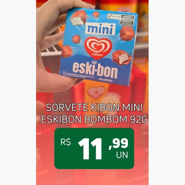 Recorte do encarte de Mini Eskibon Bombom Kibon 92 g