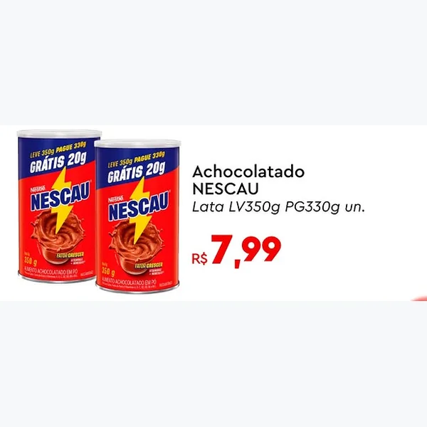 Recorte do encarte de Achocolatado em Pó Nescau 330 g
