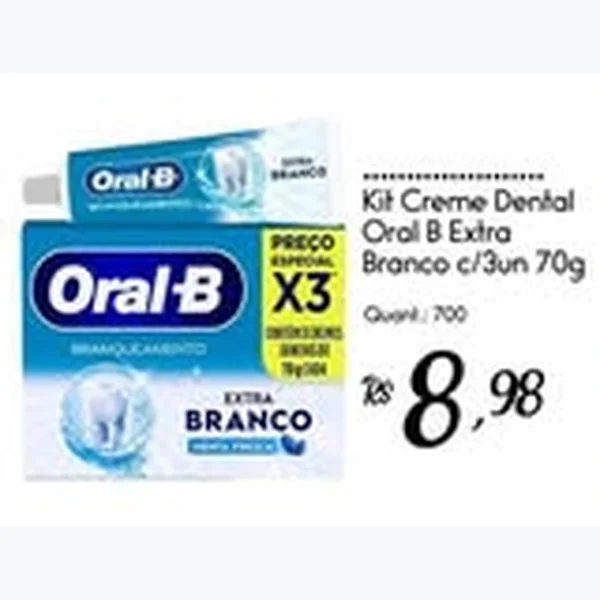 Recorte do encarte de Creme Dental Extra Branco Oral B 70 g