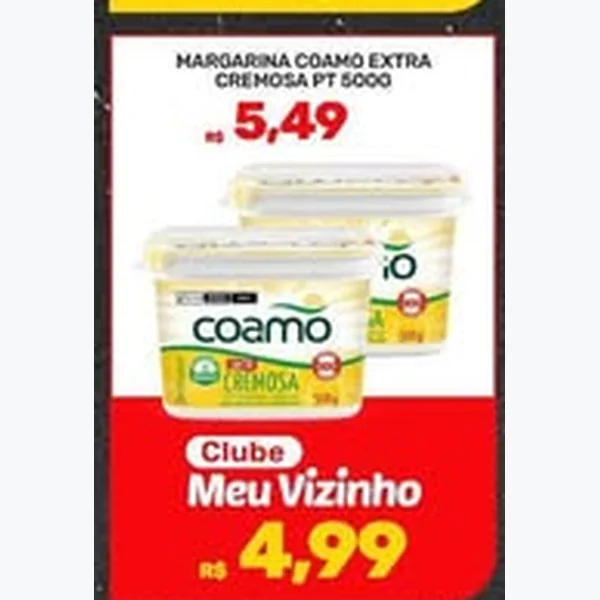 Recorte do encarte de Margarina Extra Cremosa Coamo 500 g