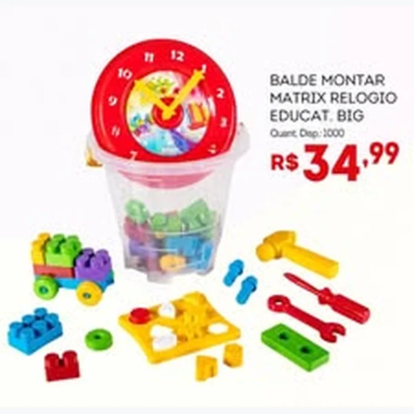 Balde Montar Relógio Educativo Matrix