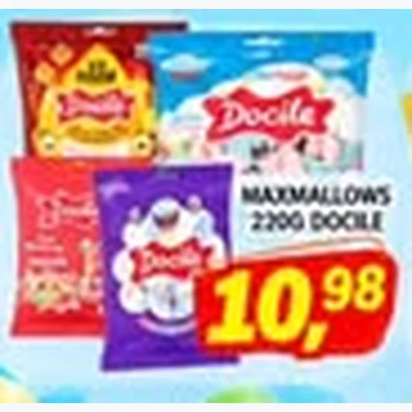 Recorte do encarte de Maxmallows Docile 220 g