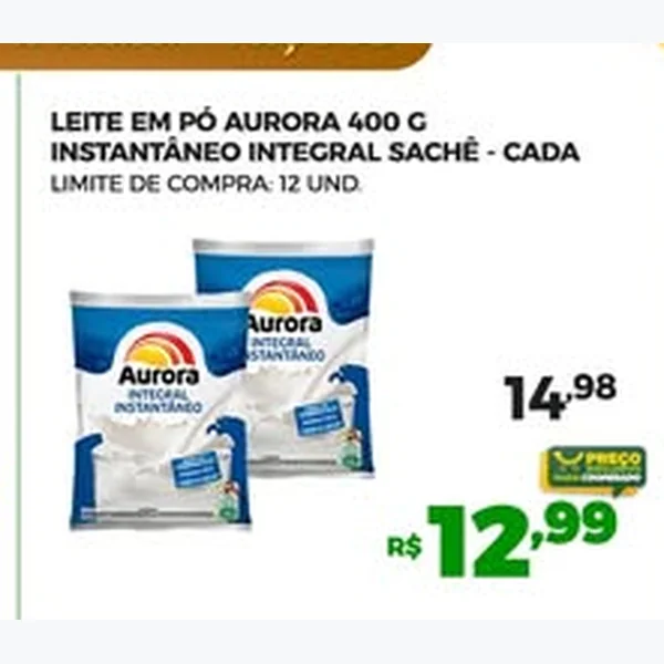 Recorte do encarte de Leite em Pó Instantâneo Integral Aurora 400 g