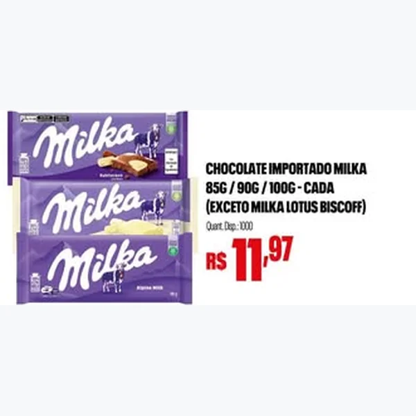 Recorte do encarte de Chocolate Importado Milka 100 g