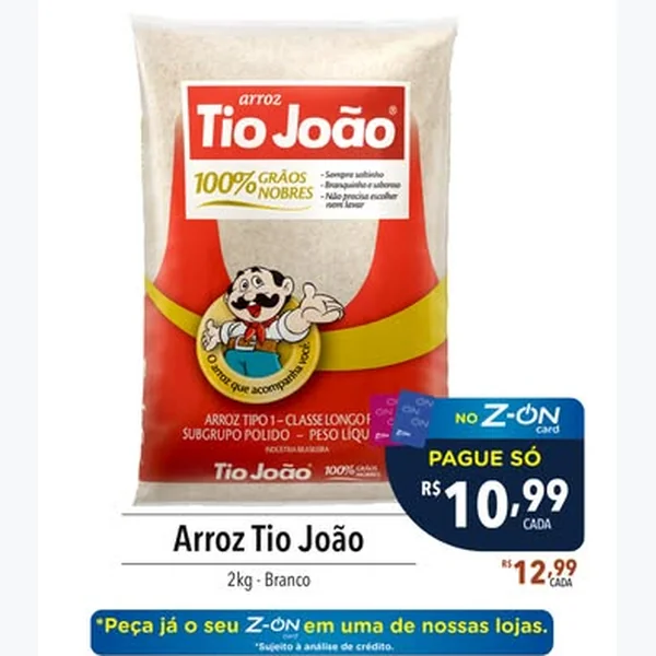 Recorte do encarte de Arroz Branco Tio João 2 kg