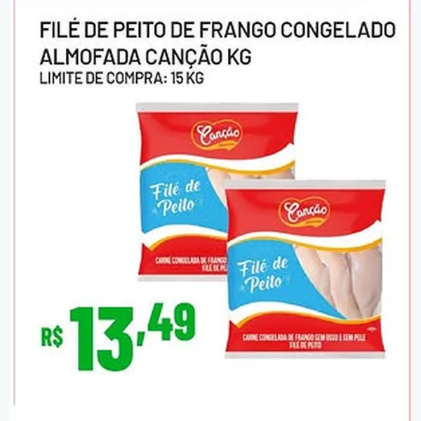 Recorte do encarte de Filé de Peito de Frango Congelado Canção