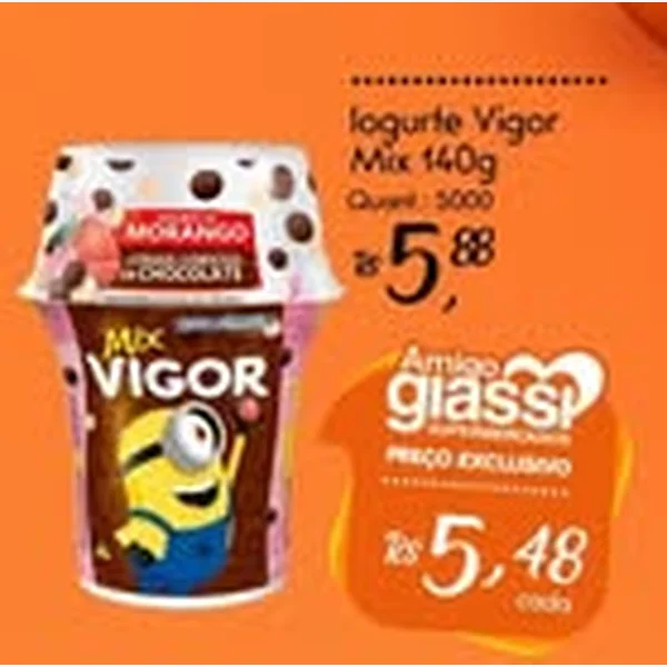 Recorte do encarte de Iogurte Mix Vigor 140 g