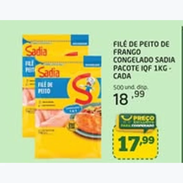 Recorte do encarte de Filé de Peito de Frango Congelado Iqf Sadia 1 kg