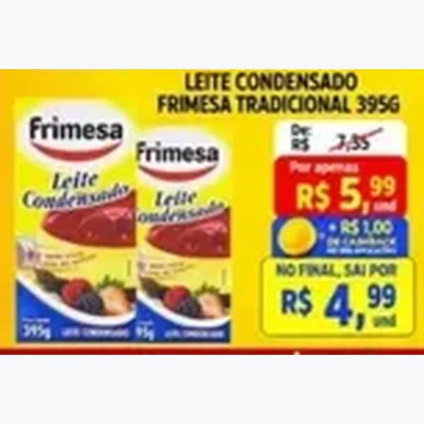 Recorte do encarte de Leite Condensado Tradicional Frimesa 395 g
