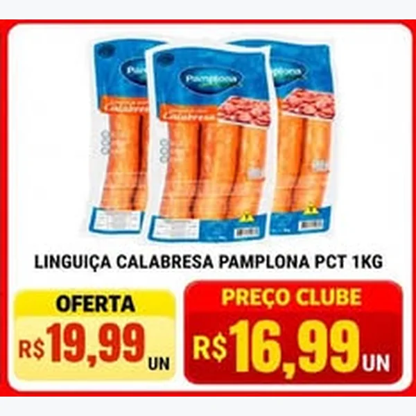 Recorte do encarte de Linguiça Calabresa Pamplona 1 kg