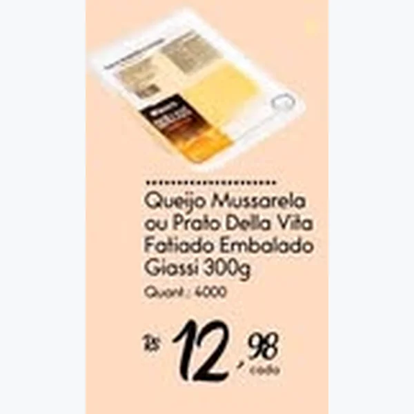 Recorte do encarte de Queijo Prato Fatiado Giassi 300 g
