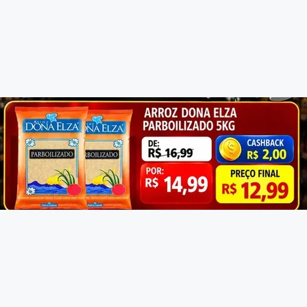 Recorte do encarte de Arroz Parboilizado Dona Elza 5 kg