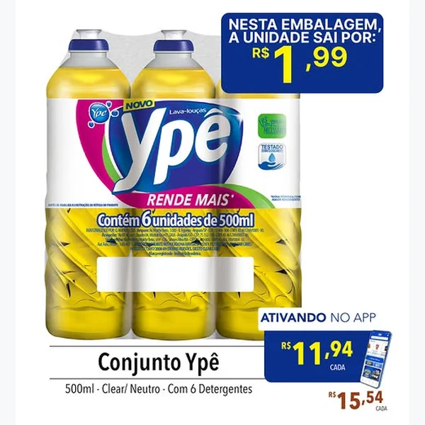 Detergente Lava-louças Ypê 6 un × 500 ml