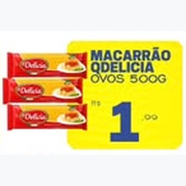 Recorte do encarte de Macarrão com Ovos Qdelicia 500 g