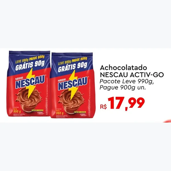 Recorte do encarte de Achocolatado Activ-go Nescau 990 g