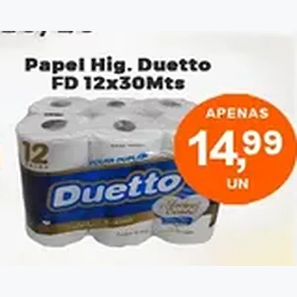 Recorte do encarte de Papel Higiênico Duetto 12 un × 30 un