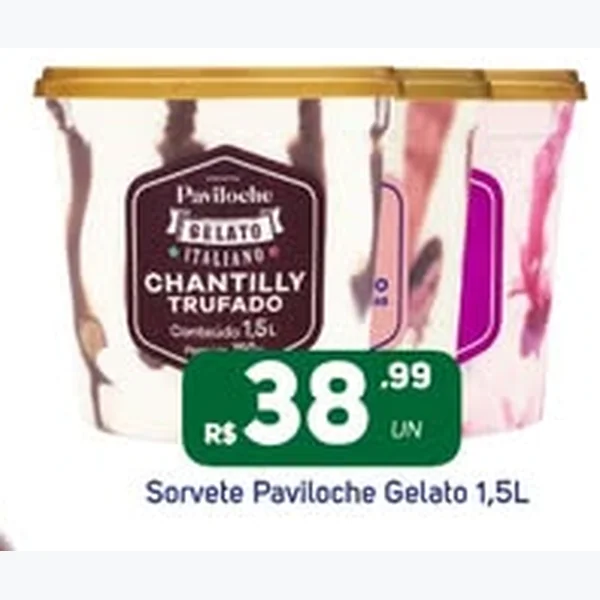 Recorte do encarte de Sorvete Gelato Chantilly Trufado Paviloche 1,5 L