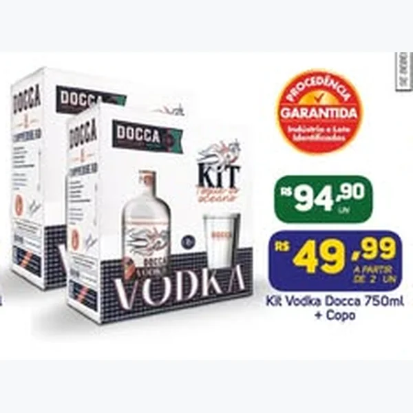 Kit Vodka com Copo Docca 750 ml