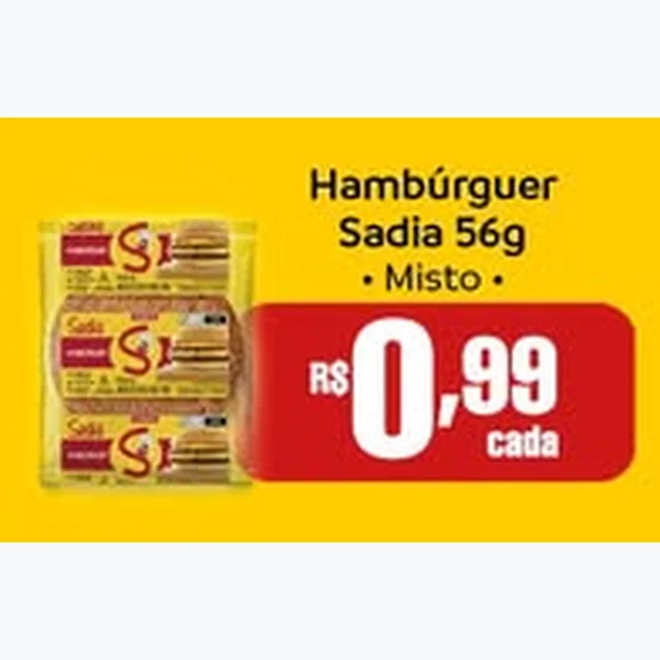 Recorte do encarte de Hambúrguer Misto Sadia 56 g
