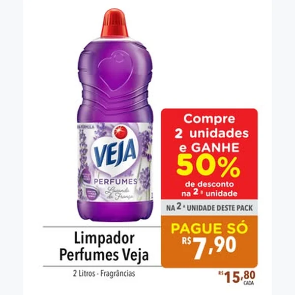 Recorte do encarte de Limpador Perfumes Veja 2 L