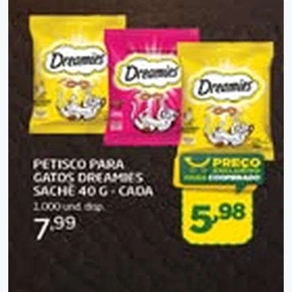 Recorte do encarte de Petisco para Gatos Dreamies 40 g