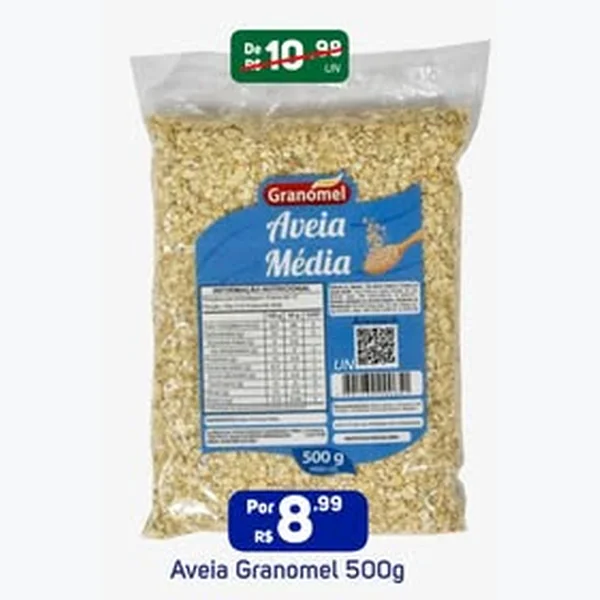 Recorte do encarte de Aveia Média Granomel 500 g