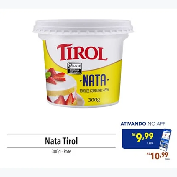 Recorte do encarte de Nata Tirol 300 g