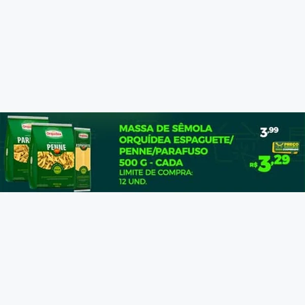 Recorte do encarte de Massa de Sêmola Espaguete Orquídea 500 g