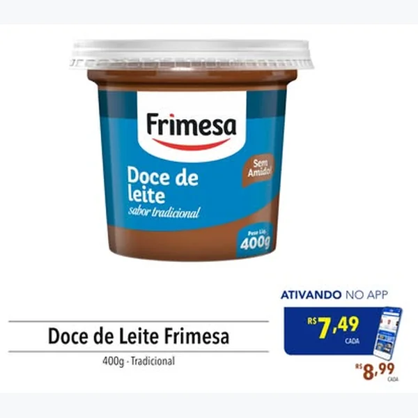 Recorte do encarte de Doce de Leite Tradicional Frimesa 400 g