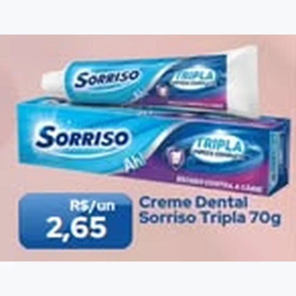 Recorte do encarte de Creme Dental Tripla Proteção Sorriso 70 g
