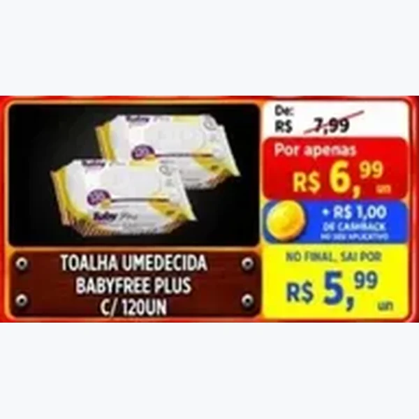 Recorte do encarte de Toalha Umedecida Plus Babyfree 120 un