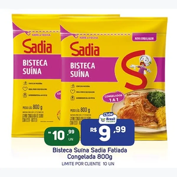 Recorte do encarte de Bisteca Suína Fatiada Congelada Sadia 800 g