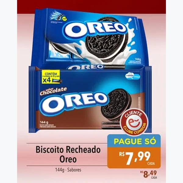 Biscoito Recheado Oreo 144 g